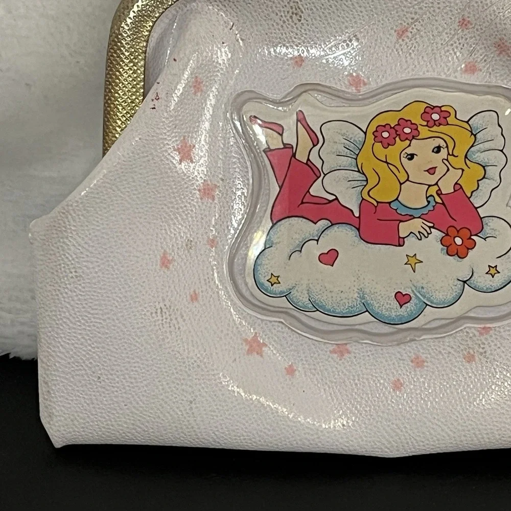 RARE Fairy Coin Purse White Kiss-Lock Clasp Vinyl Angel Girls Kids Child's T VTG